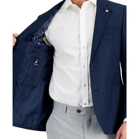 Nautica Men's Modern Fit Sport Coat Blazer 44 R Navy Blue Solid Stretch NWT - Picture 1 of 4
